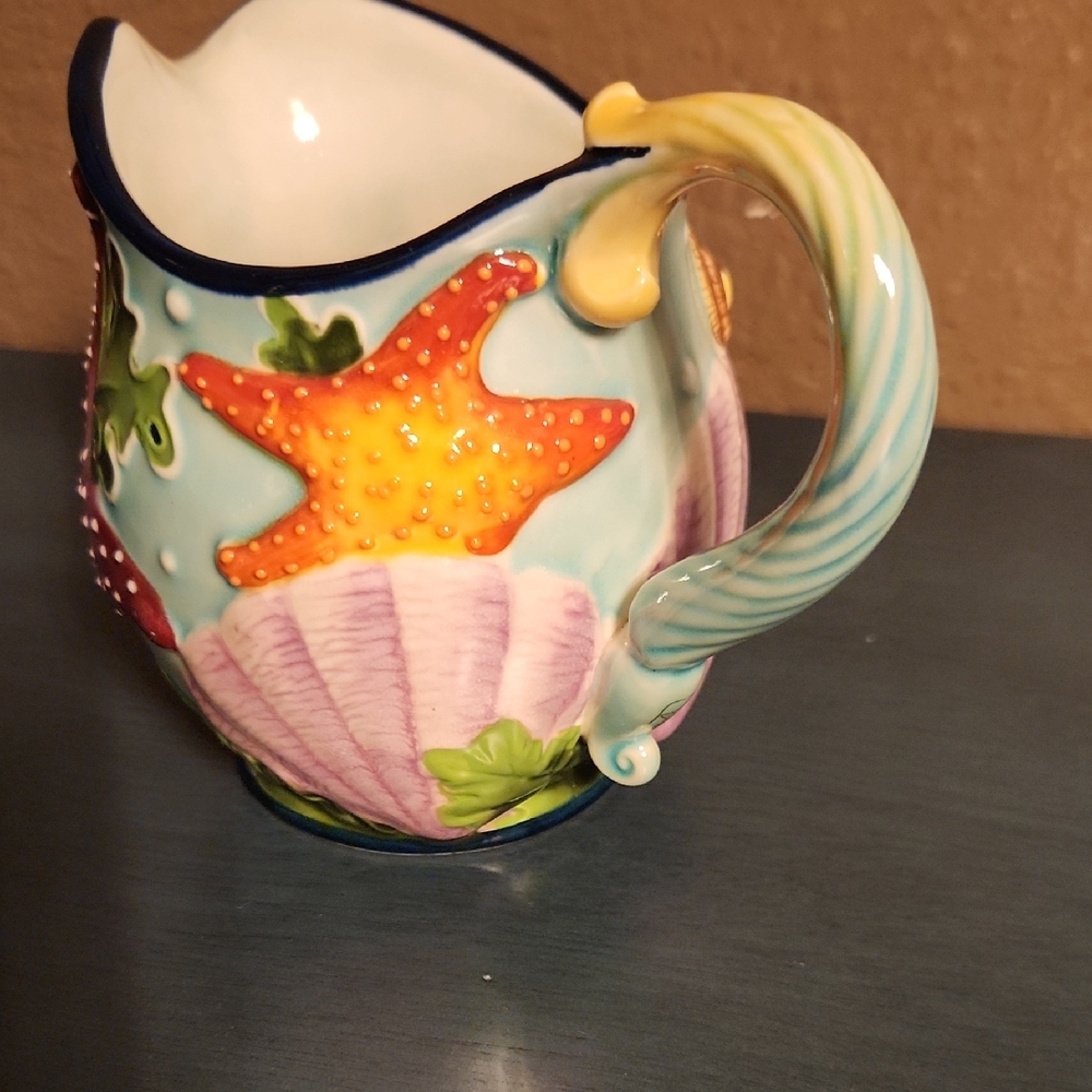 Blue Sky J McCall Starfish Ceramic Creamer Pitcher Vase Jug - Picture 3 of 9